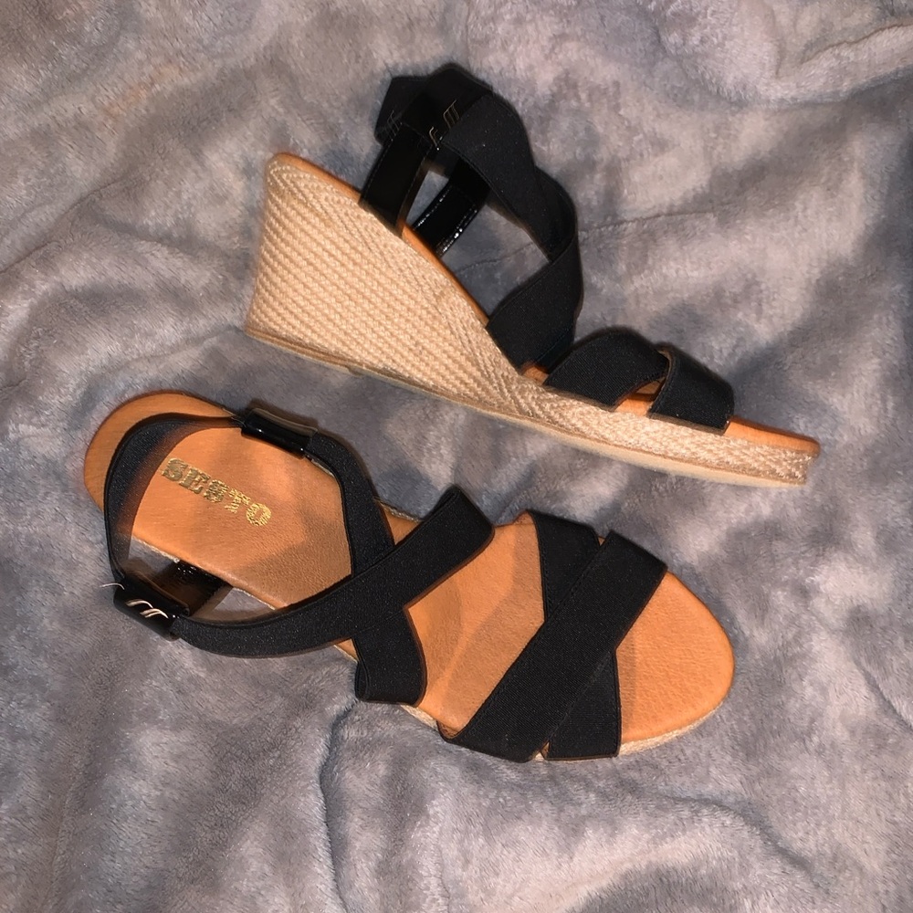 Sesto Meucci Espadrille Wedge Sandals with Elastic Straps NEW